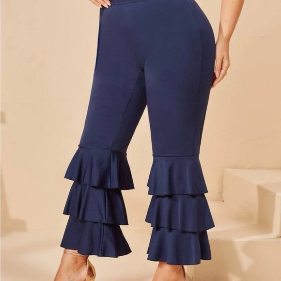 Layered Ruffle Hem Flare Leg Pants - Picture 3 of 5